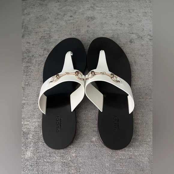 Gucci Horsebit Leather Sandals White - Picture 2 of 3